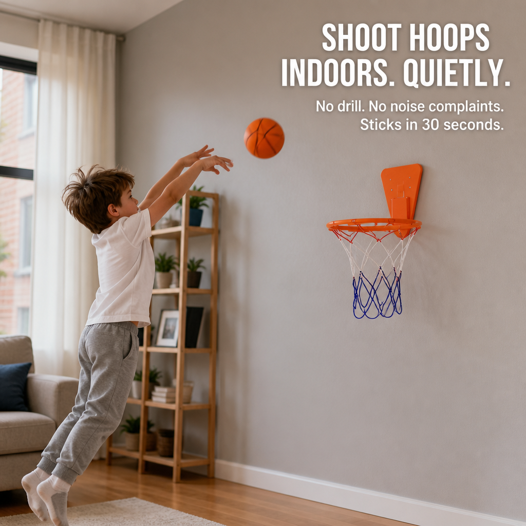 Silent Indoor Basketball Hoop – No Drill Installation Required