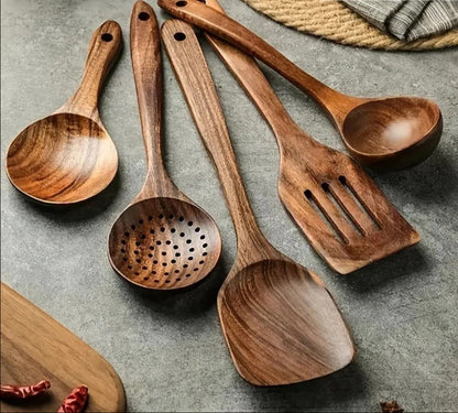 Natural Teak Wood Kitchen Utensil Collection