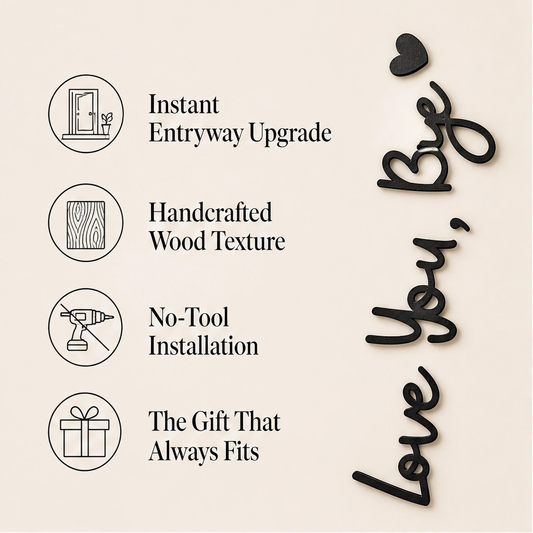 Wrenhollow – "Love You, Bye" No-Drill Wooden Entryway Sign