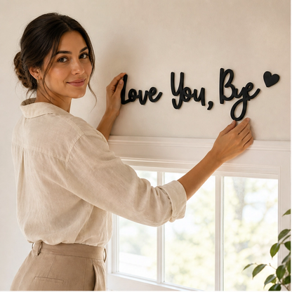 Wrenhollow – "Love You, Bye" No-Drill Wooden Entryway Sign