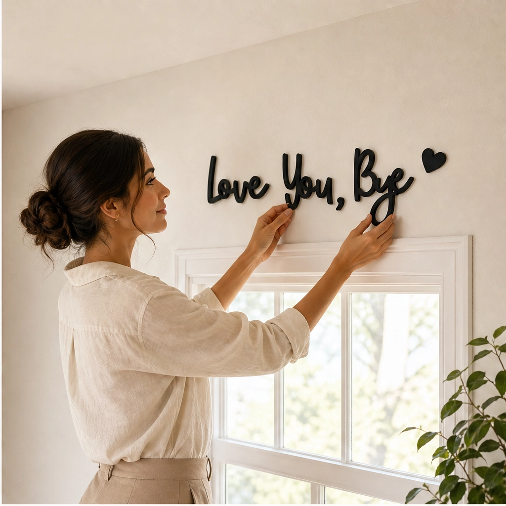 Wrenhollow – "Love You, Bye" No-Drill Wooden Entryway Sign