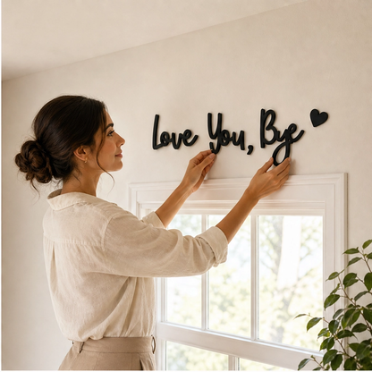 Wrenhollow – "Love You, Bye" No-Drill Wooden Entryway Sign
