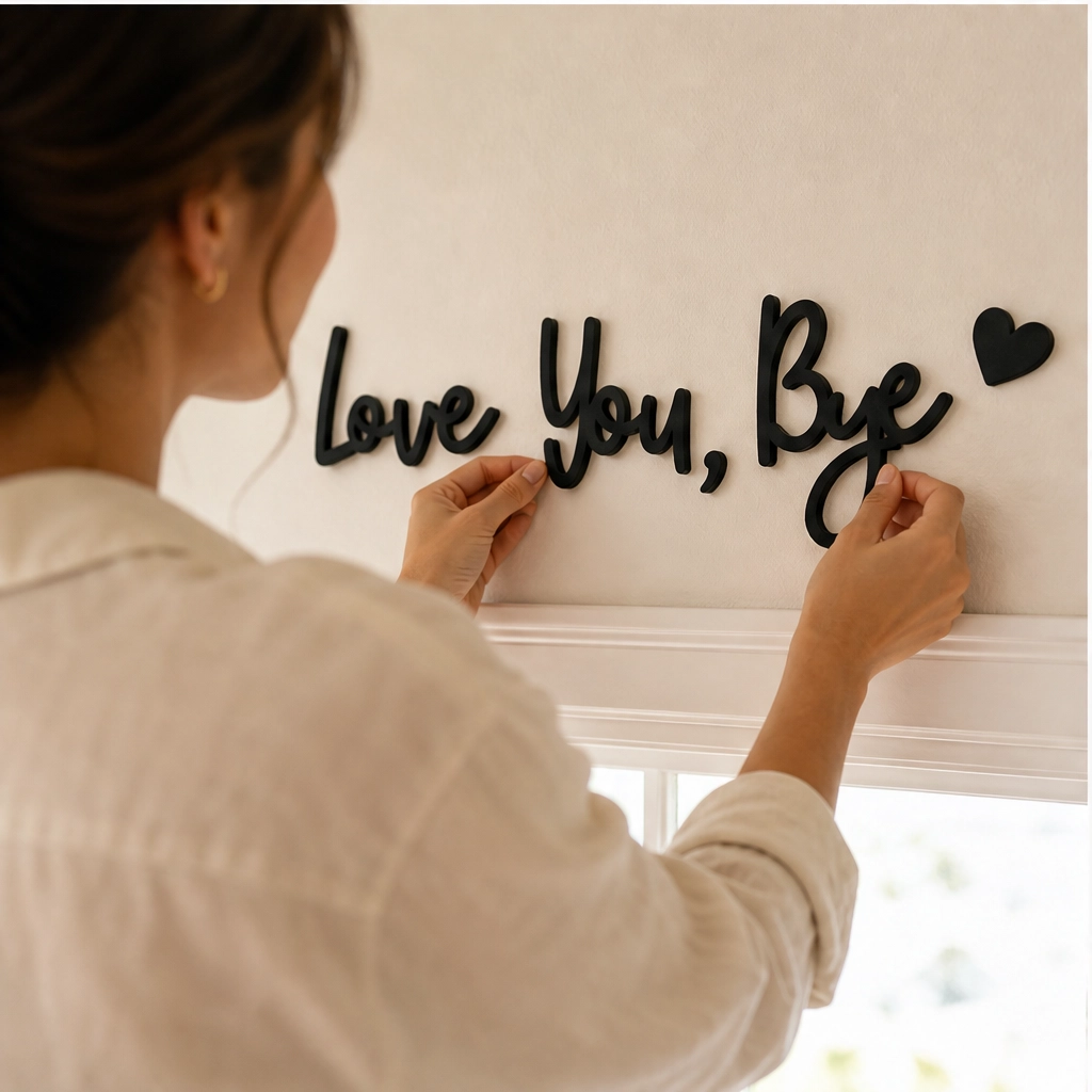 Wrenhollow – "Love You, Bye" No-Drill Wooden Entryway Sign