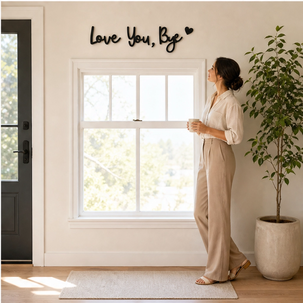 Wrenhollow – "Love You, Bye" No-Drill Wooden Entryway Sign