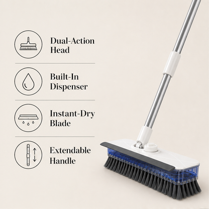 Scrubwick – Soap-Dispensing Scrub, Squeegee & Dry Floor Brush