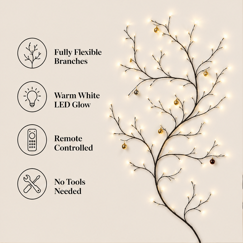 Glowvine – Flexible Branch LED Wall Light for Christmas Decor + 50% OFF