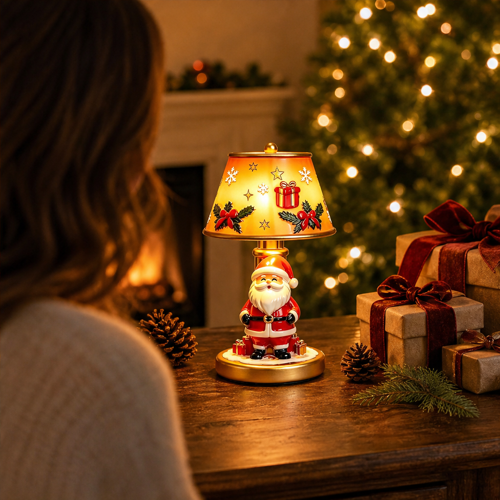 Hollowick – Hand-Painted Resin Santa Table Lamp with Warm Night Glow + 50% OFF