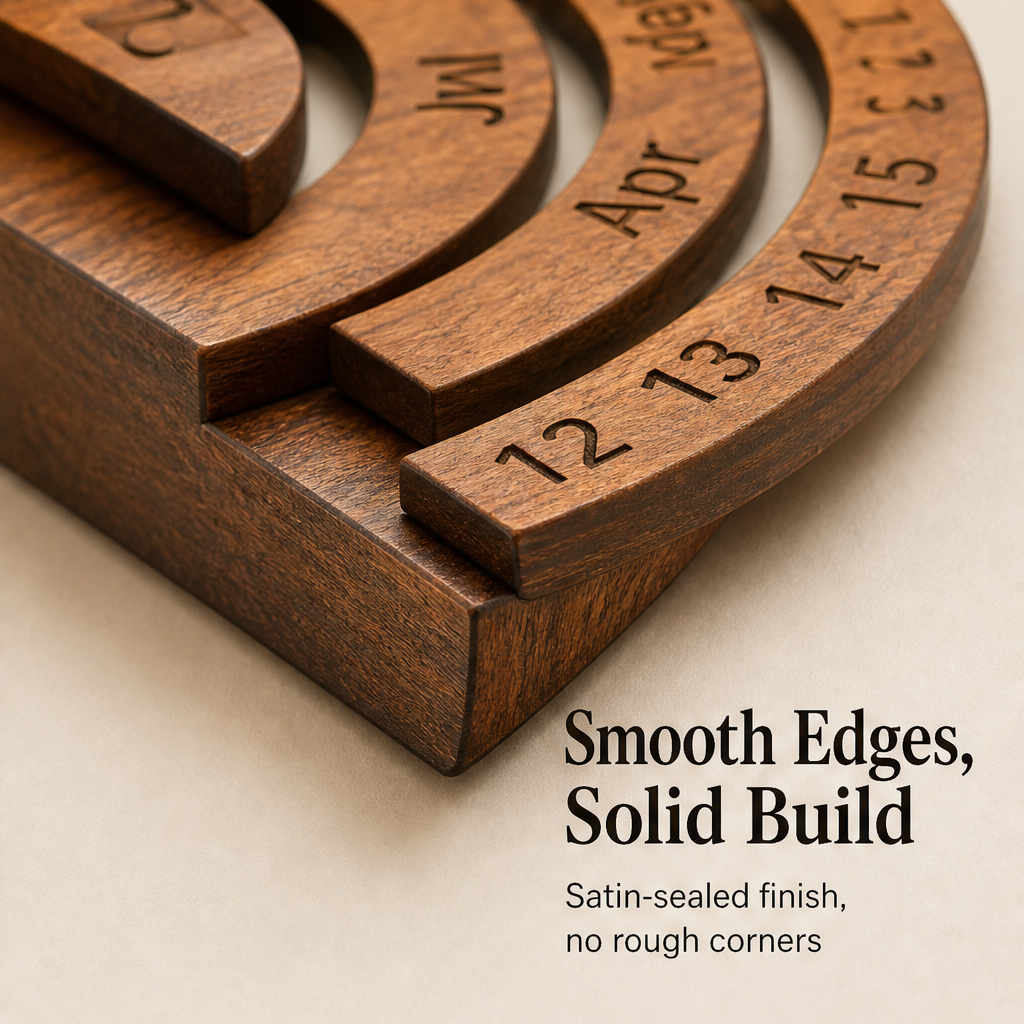 Oakvane – Handcrafted Rotating Wood Perpetual Calendar + 50% OFF