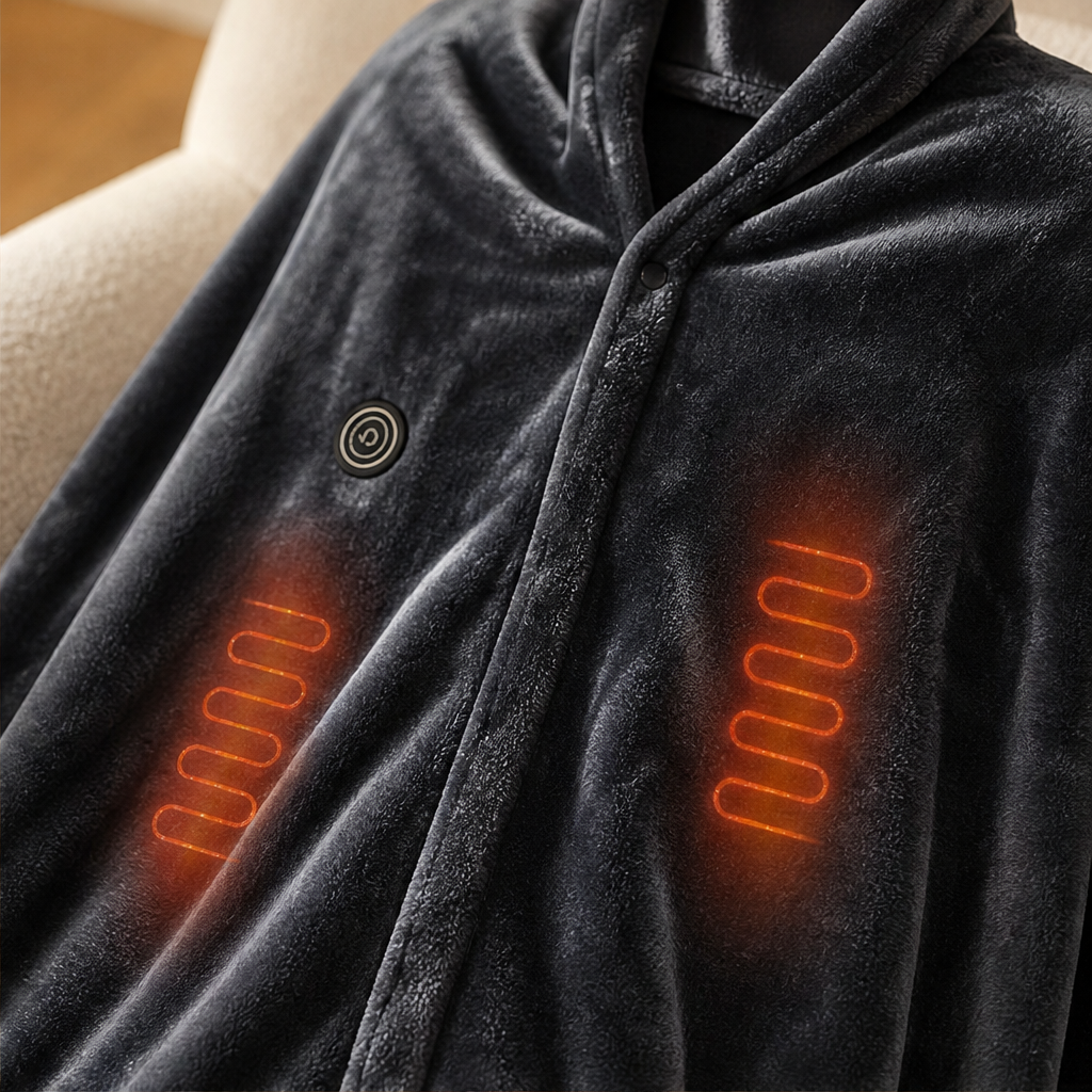 Hearthwick – 9-Zone USB Heated Flannel Shawl Blanket + 50% OFF