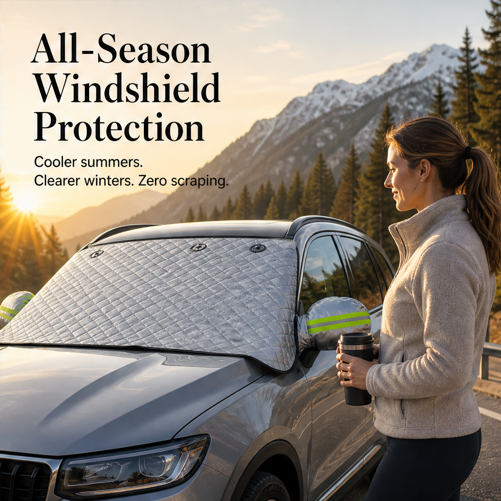 Windarmor – Magnetic All-Season Windshield Cover for Sun, Frost & Snow + 50% OFF