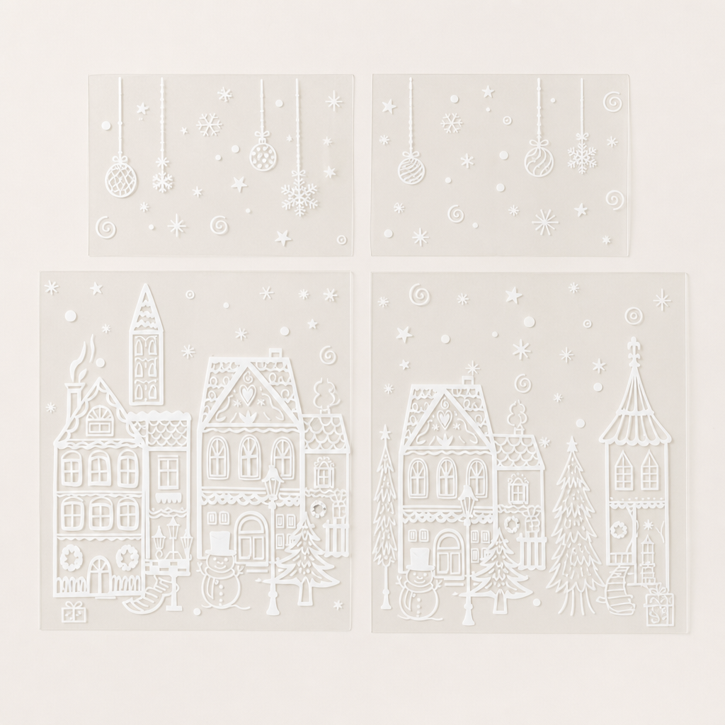 Glasswick – Static Cling Christmas Village Window Sticker Set