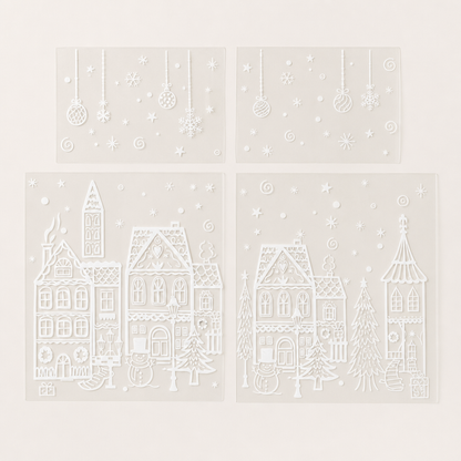 Glasswick – Static Cling Christmas Village Window Sticker Set