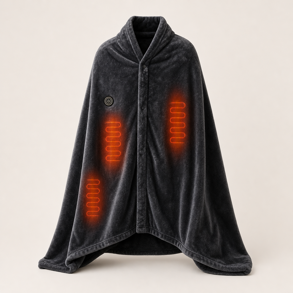 Hearthwick – 9-Zone USB Heated Flannel Shawl Blanket + 50% OFF
