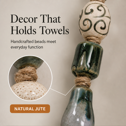 Hearthbead – Boho Wood Ring Beaded Towel Hanger