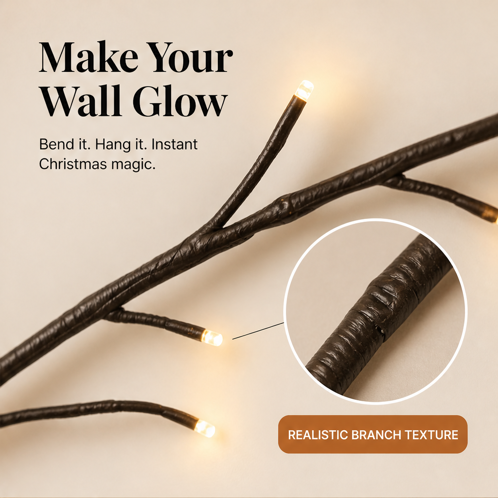 Glowvine – Flexible Branch LED Wall Light for Christmas Decor + 50% OFF