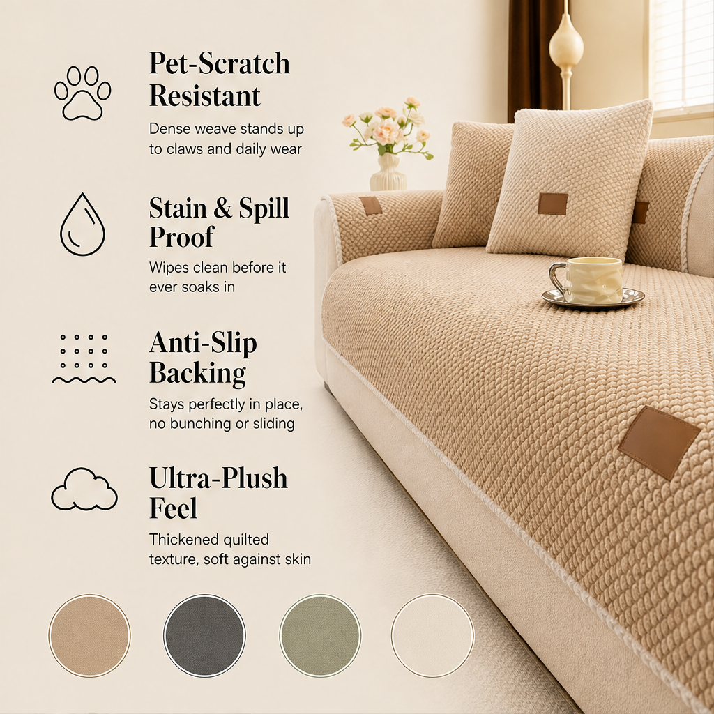 Plushkeep – Thickened Non-Slip Pet-Friendly Sofa Cover + 50% OFF