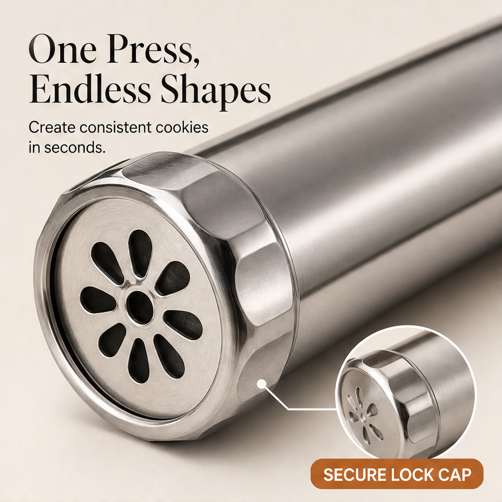 Flourpress – 13 Disc, 8 Nozzle Stainless Steel Cookie Press + 50% OFF