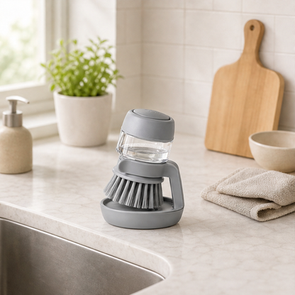 Suddly – Soap Dispensing Dish Brush with Stand + 50% OFF