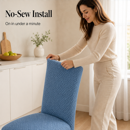 Woveth – Stretch-Fit Checkered Chair Cover for Instant Dining Room Upgrade + 50% OFF