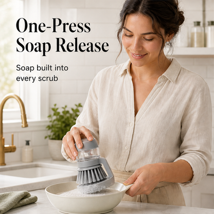Suddly – Soap Dispensing Dish Brush with Stand + 50% OFF