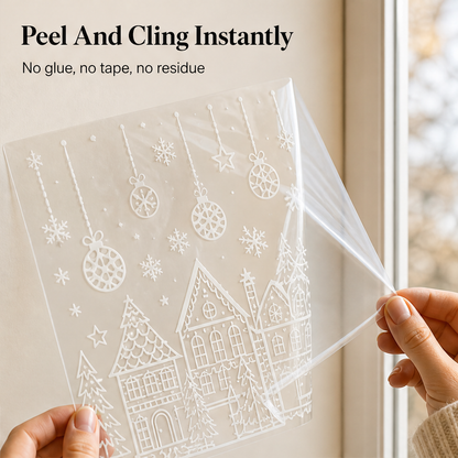 Glasswick – Static Cling Christmas Village Window Sticker Set