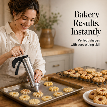 Flourpress – 13 Disc, 8 Nozzle Stainless Steel Cookie Press + 50% OFF