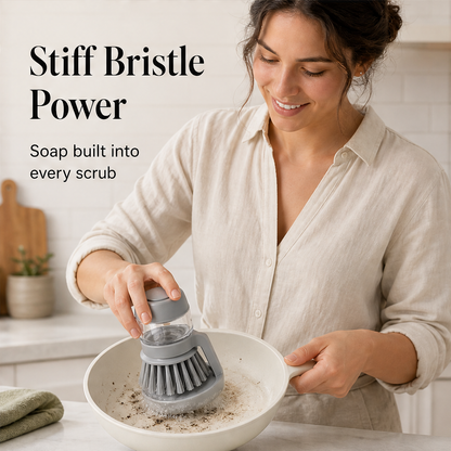 Suddly – Soap Dispensing Dish Brush with Stand + 50% OFF