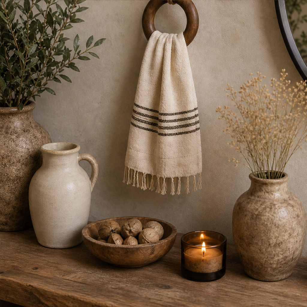 Hearthbead – Boho Wood Ring Beaded Towel Hanger