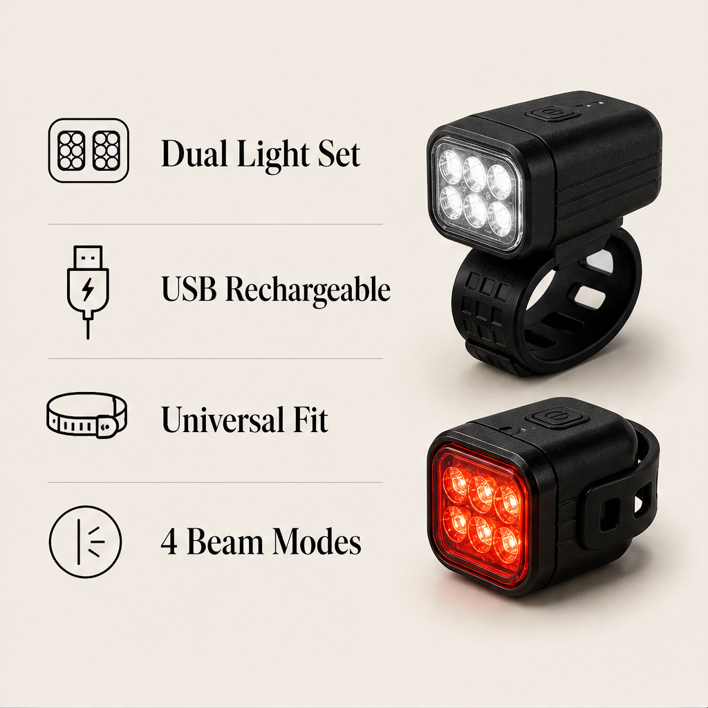 Nightforge – USB Rechargeable Front & Rear Bike Light Set + 50% OFF