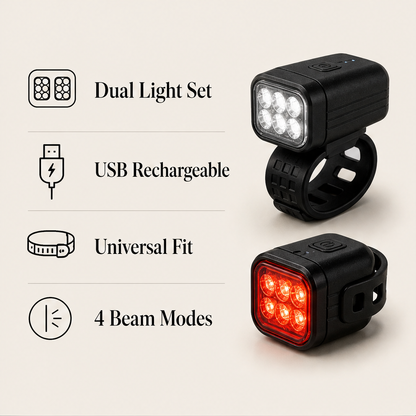 Nightforge – USB Rechargeable Front & Rear Bike Light Set + 50% OFF