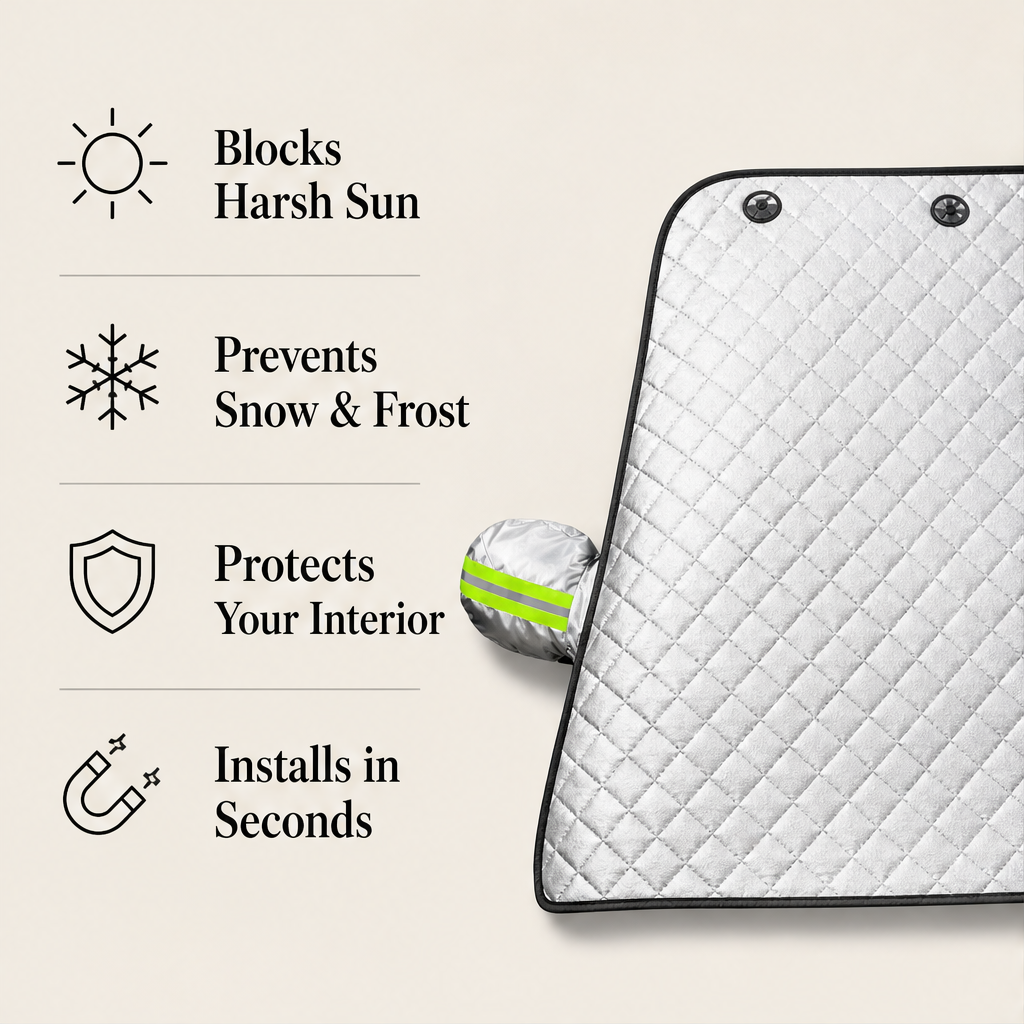 Windarmor – Magnetic All-Season Windshield Cover for Sun, Frost & Snow + 50% OFF