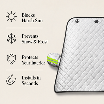 Windarmor – Magnetic All-Season Windshield Cover for Sun, Frost & Snow + 50% OFF
