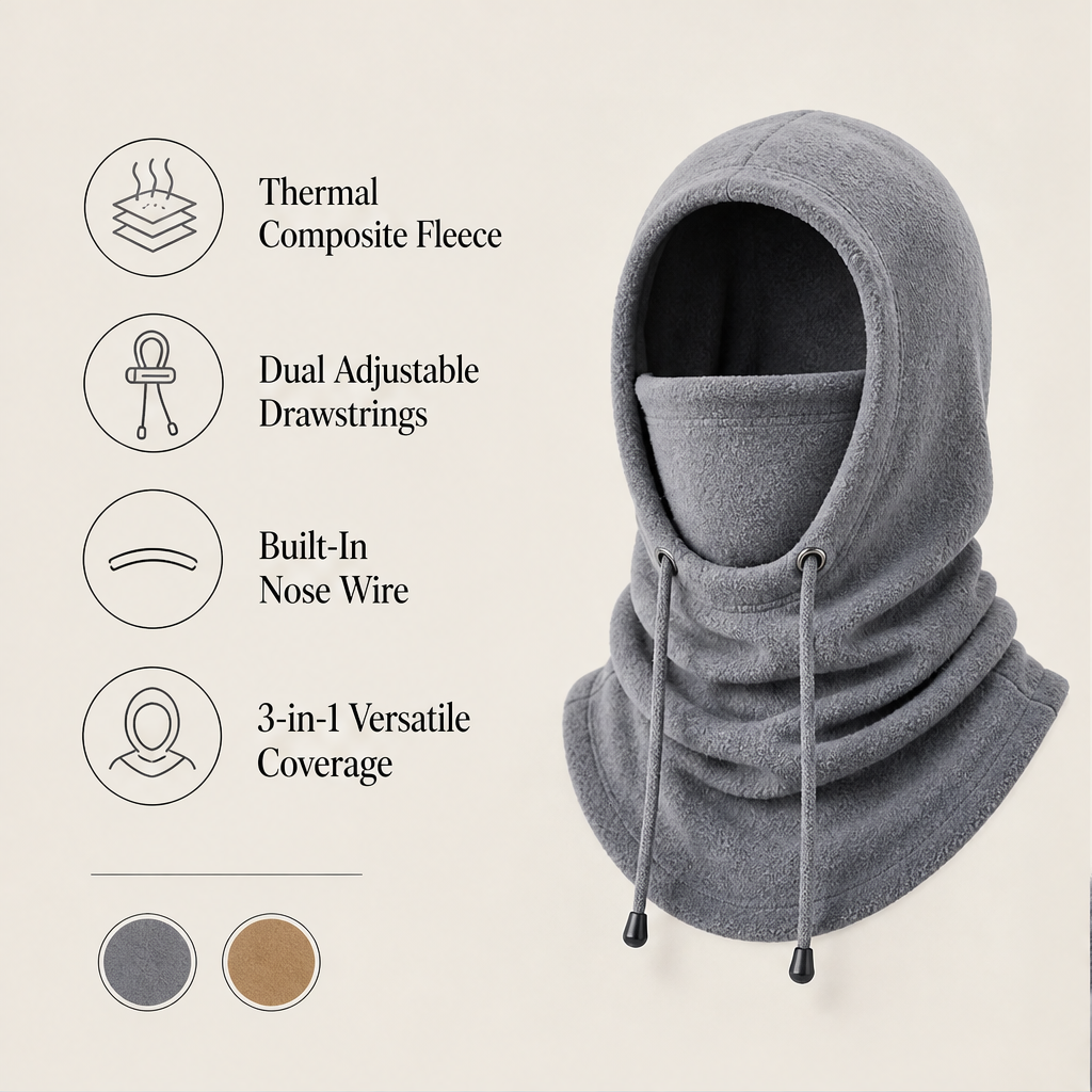 Cragfold – Windproof Fleece 3-in-1 Balaclava for Skiing & Cycling + 50% OFF