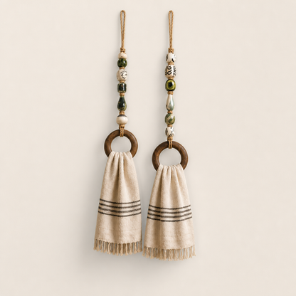 Hearthbead – Boho Wood Ring Beaded Towel Hanger