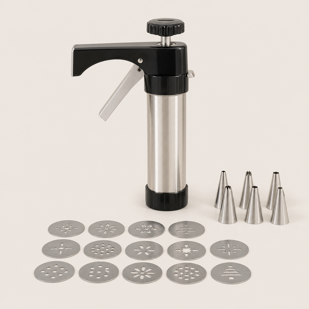 Flourpress – 13 Disc, 8 Nozzle Stainless Steel Cookie Press + 50% OFF