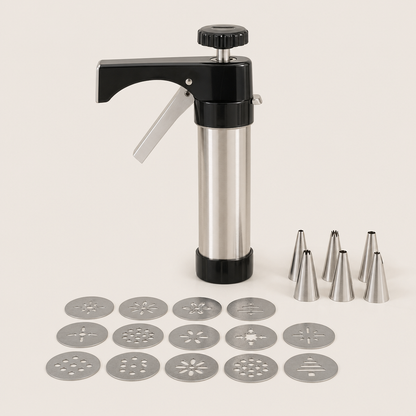 Flourpress – 13 Disc, 8 Nozzle Stainless Steel Cookie Press + 50% OFF