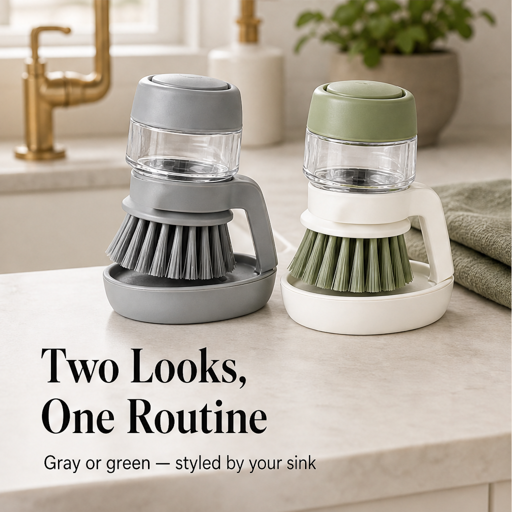 Suddly – Soap Dispensing Dish Brush with Stand + 50% OFF