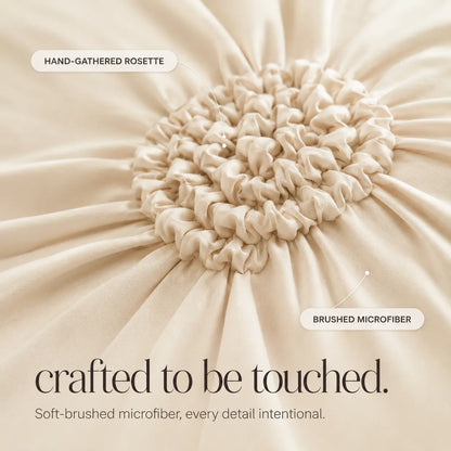 Lunavia – Ivory Tufted Rosette Comforter Cover Set with Shams