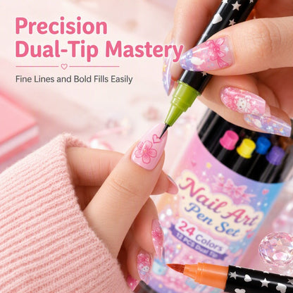 Dual-Ended Nail Art Pens (24 Colors)