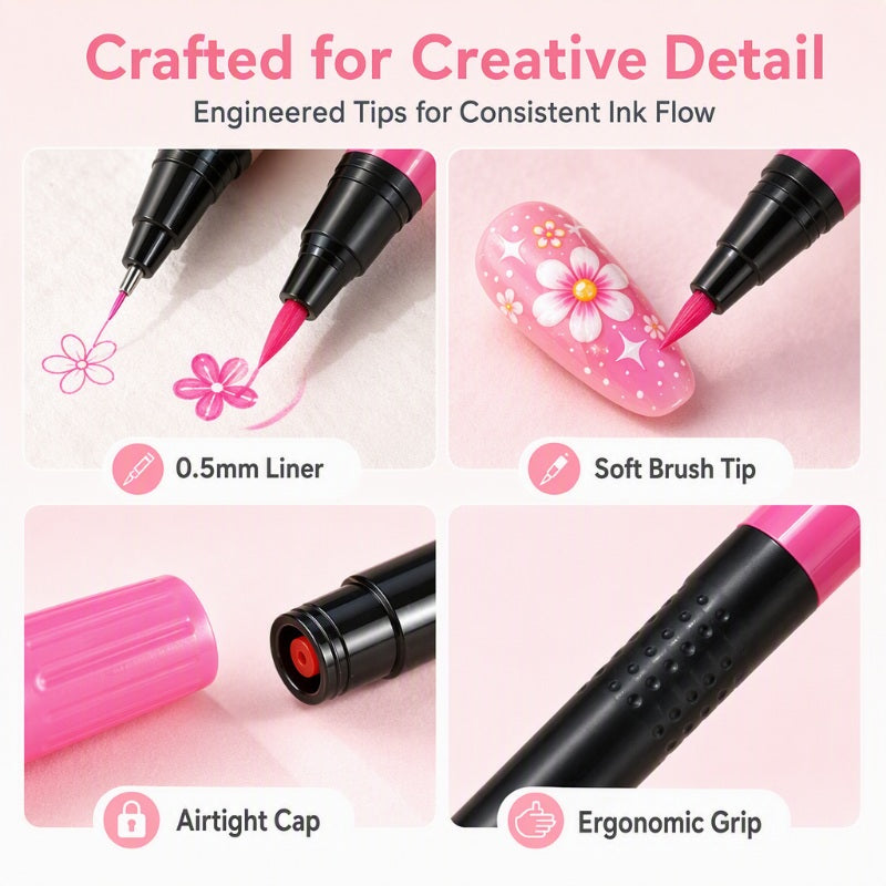 Dual-Ended Nail Art Pens (24 Colors)