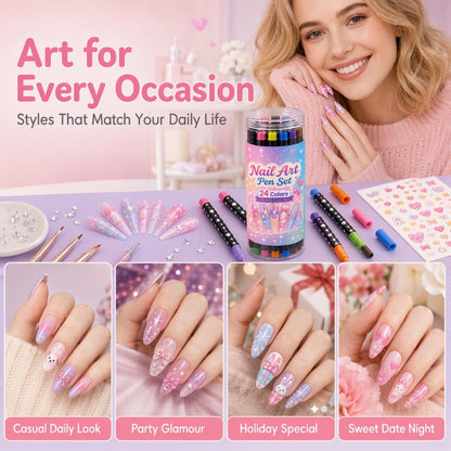 Dual-Ended Nail Art Pens (24 Colors)