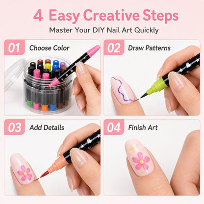Dual-Ended Nail Art Pens (24 Colors)