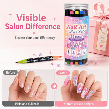 Dual-Ended Nail Art Pens (24 Colors)
