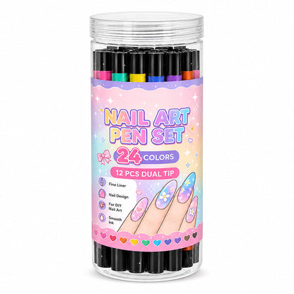 Dual-Ended Nail Art Pens (24 Colors)