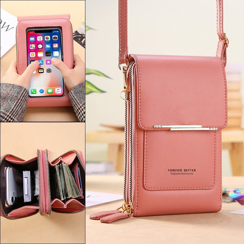 Talia Phone Crossbody Pouch | PU Leather Zipper Wallet Bag