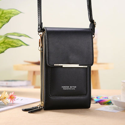 Talia Phone Crossbody Pouch | PU Leather Zipper Wallet Bag