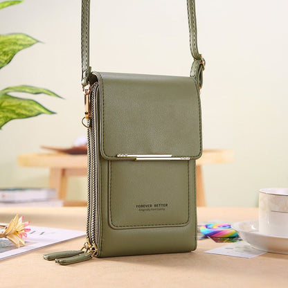 Talia Phone Crossbody Pouch | PU Leather Zipper Wallet Bag