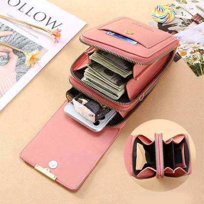 Talia Phone Crossbody Pouch | PU Leather Zipper Wallet Bag