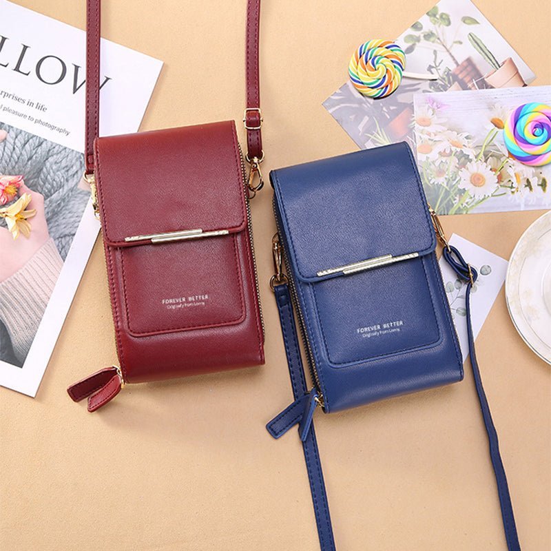 Talia Phone Crossbody Pouch | PU Leather Zipper Wallet Bag