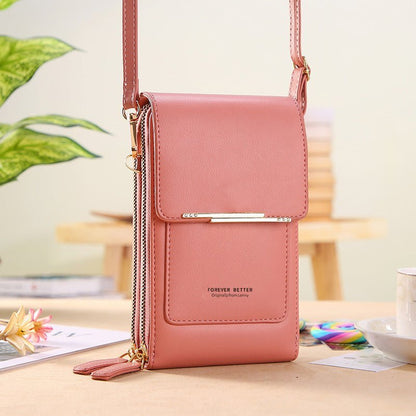 Talia Phone Crossbody Pouch | PU Leather Zipper Wallet Bag